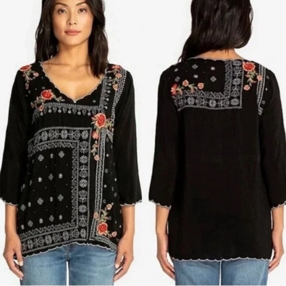 Johnny Was Bennett Floral Embroidered Top XL - Picture 5 of 14